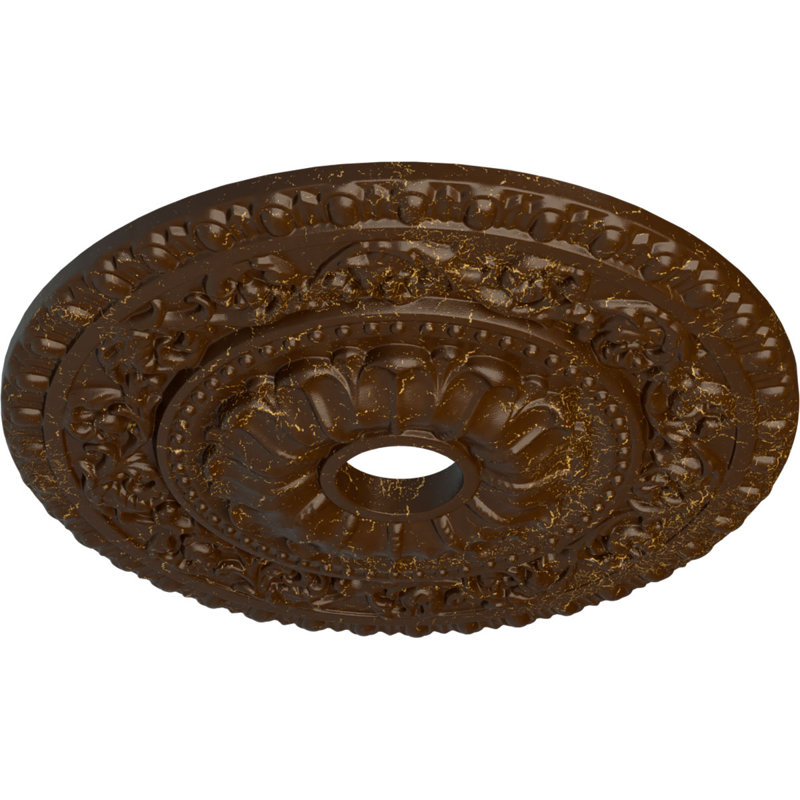 Médaillon de plafond Endurathane Vaduz, diamètre extérieur de 23 1/2 po x P 3 1/2 po x P 2 1/8 po (convient aux auvents jusqu'à 3 1/2 po), fini craquelé de bière racinaire peint à la main