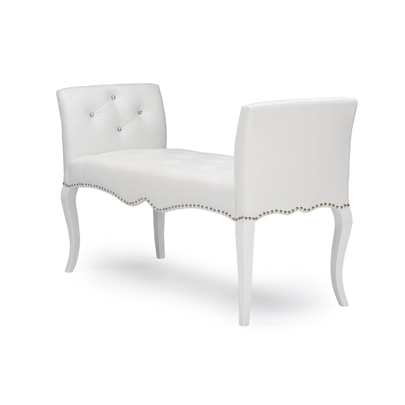Banc en polyuréthane blanc avec rembourrage en mousse d'une hauteur de 29,06 pouces pour le décor du salon