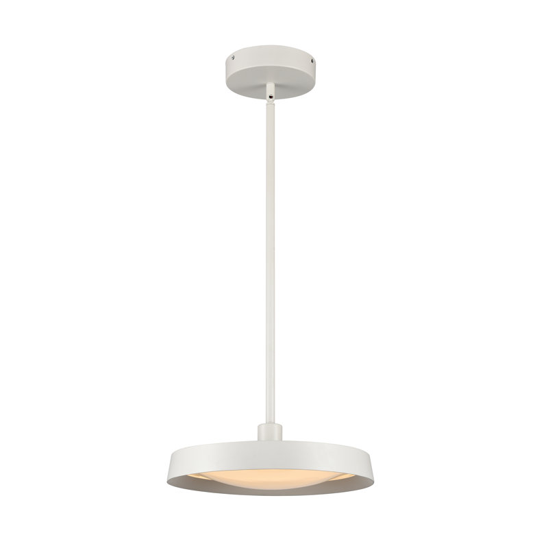 Luminaire suspendu intégré à DEL de 13,75 po de large Nancy - blanc mat, H 4 po x l 13,75 po x P 13,75 po, 22 W
