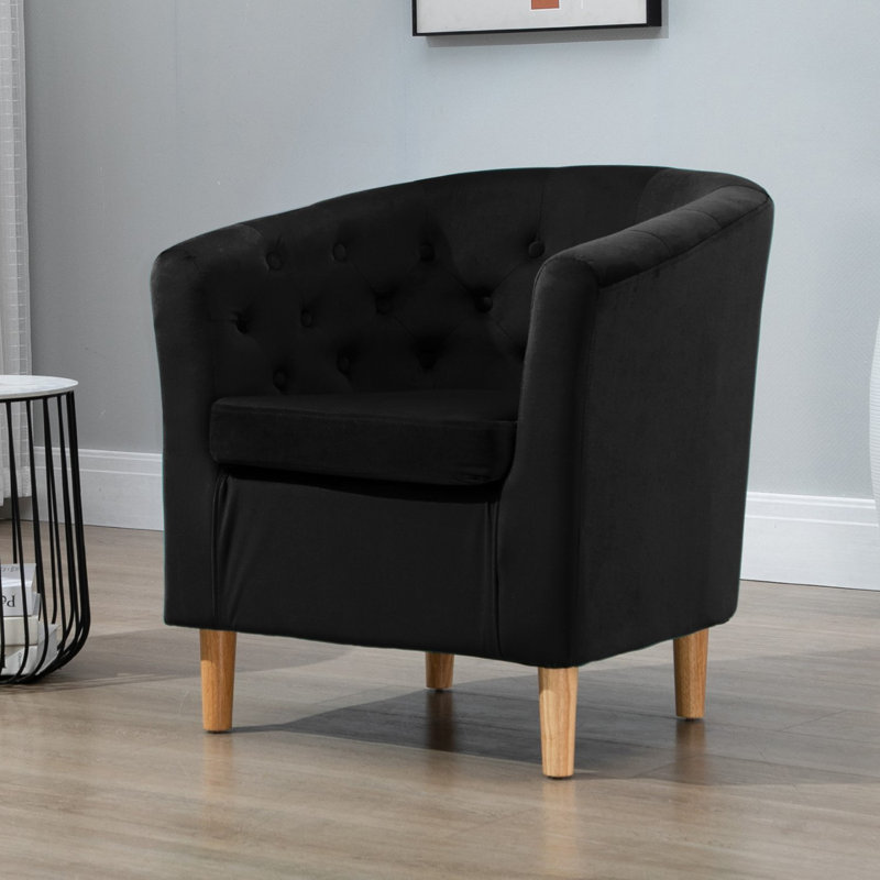 Tarbes Velvet Barrel Chair, Black