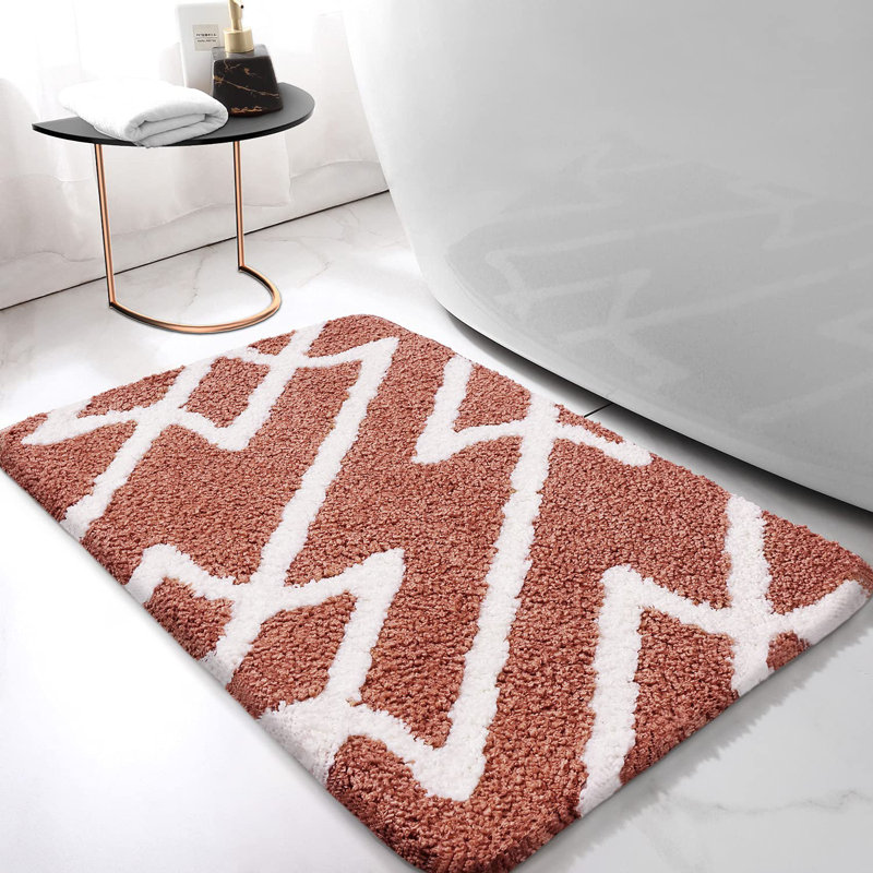 Dorwin Microfiber Non-Slip Bath Rug, 0.7" H x 30" W x 20" D, Light Red