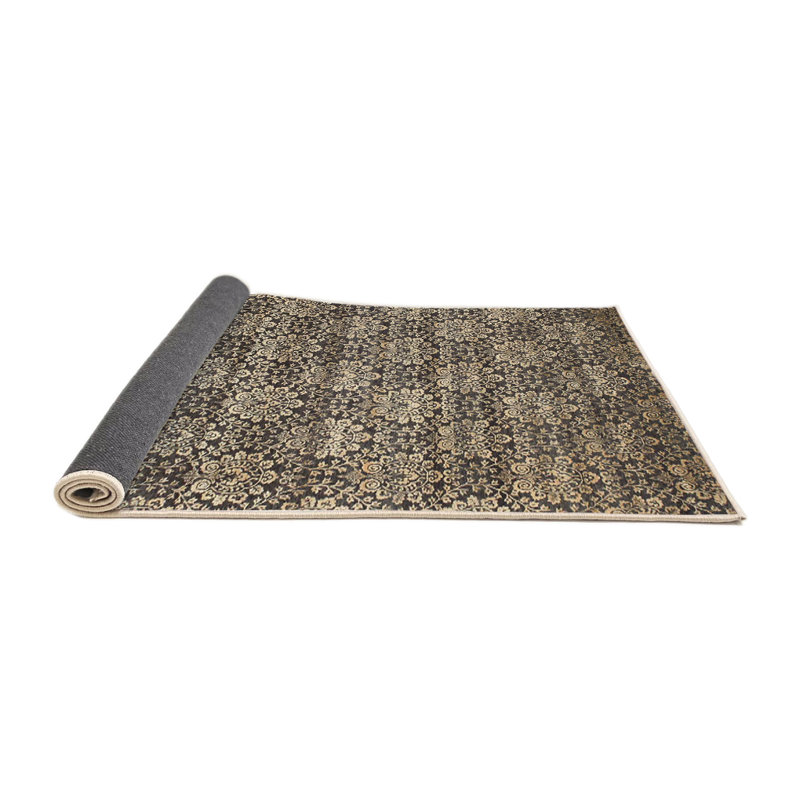 Tapis beige/noir contemporain, Rond 5 pi