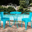 Ensemble de jardin 3 pièces en métal thermolaqué turquoise - Table et chaises en fer thermolaqué pour vos loisirs à l'extérieur dans votre jardin