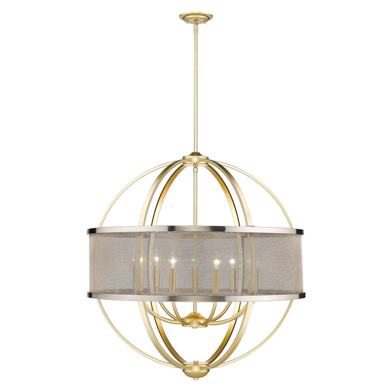 Lustre en forme de globe à 9 lumières de style bougie Petitt, Noir mat, Or olympique