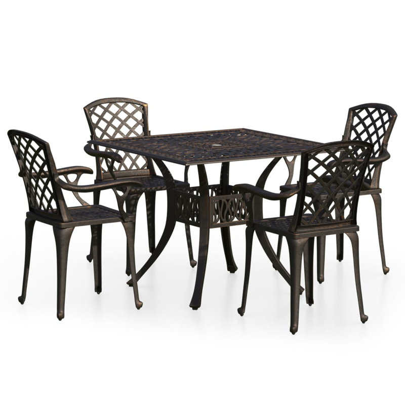 Maubray Square 4 - Person Aluminum Dining Set, Bronze