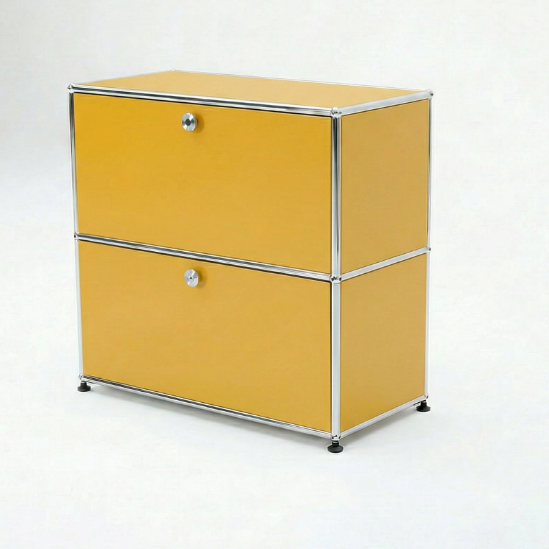 Armoires de bureau modulaires en métal avec tablettes réglables, Yellow