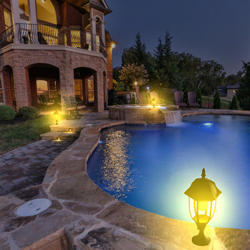 Outdoor Solar LED Traditional Style Wall Light, Frosted - Amber/White