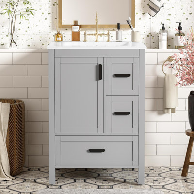 Meuble-lavabo 24 po avec lavabo en céramique