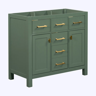 Armoire de salle de bain moderne autoportante simple avec 4 tiroirs et 2 armoires