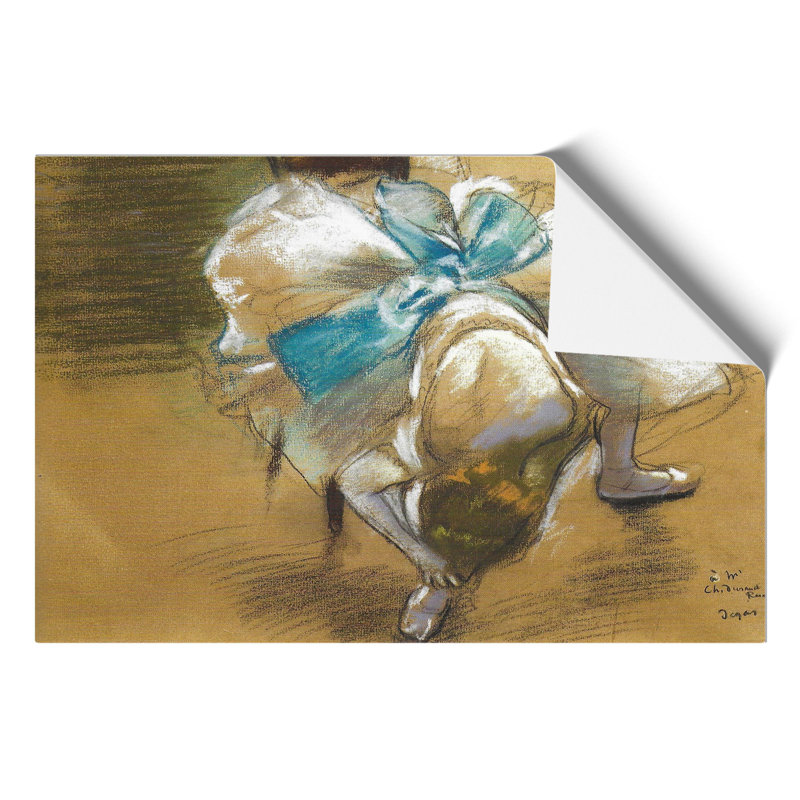 Ballet Ballerina Dancer Tying Her Slipper Vol.2 by Edgar Degas - Unframed Painting, 30cm H x 42cm W x 0.1cm D