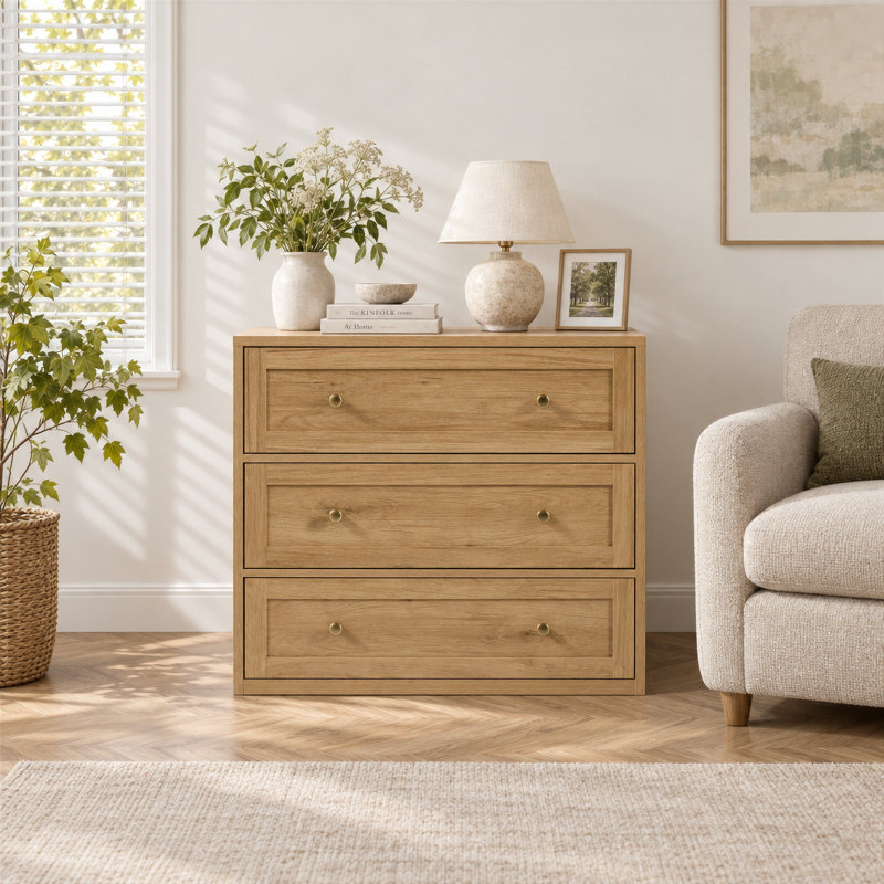 76.2 cm W Bedside Table, Natural Oak