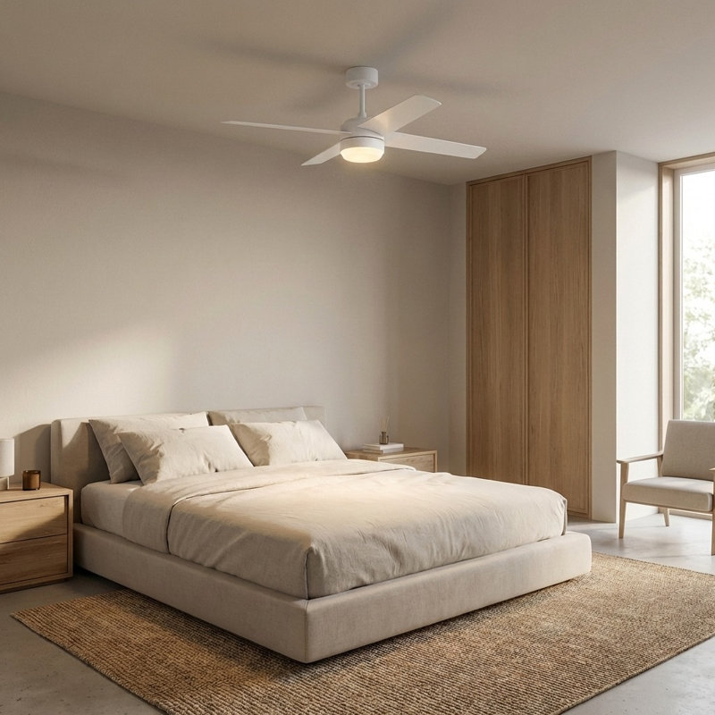 Ventilateur de plafond à DEL Loni 52, Commande murale, Blanc mat, Blanc mat