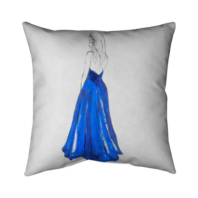 Lady in blue - 16"x16" Outdoors Throw pillow - Spun poly - Print on demand