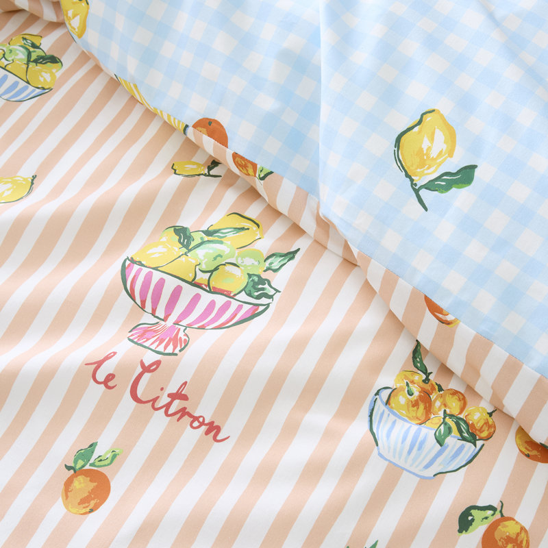 Summer Fruits Cotton Blend Floral Duvet Cover Set, Super King