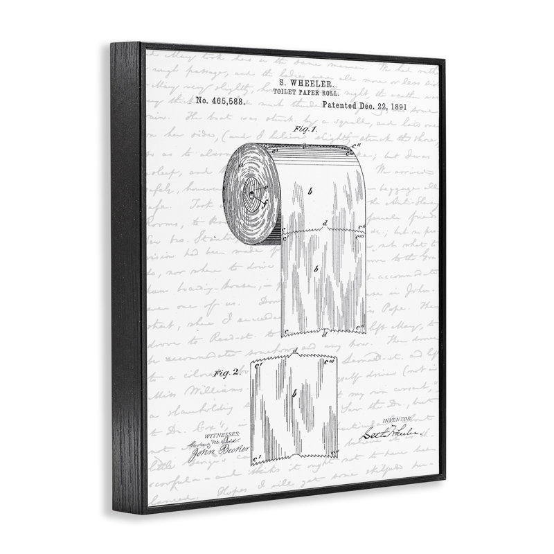 Rouleau de papier hygiénique noir et blanc - impression sur toile, Giclée encadrée noir minuit, H 20 po x l 16 po