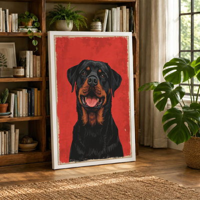 Red Mouth Dog Modern - Wrapped Canvas