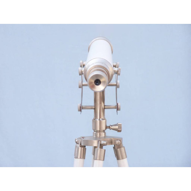 Delaware Entertainment Decorative Telescope, Brushed Nickel/Black Leather