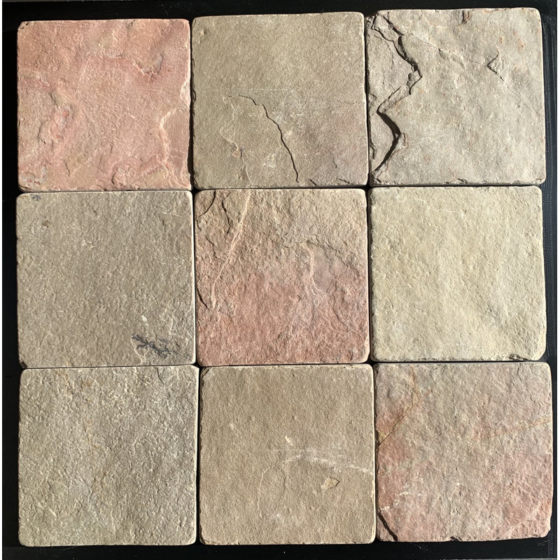 4" x 4" Tumbled Lotus Gold Slate Wall & Floor Tile