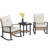 Wicker Patio Furniture Set With Button Tufted Cushions, Rattan Rocking Chairs Coffee Table-9977828
