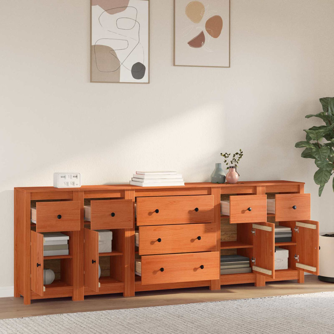 Solid Wood Pine Sideboard Side Cabinet Home Organiser Multi Colours