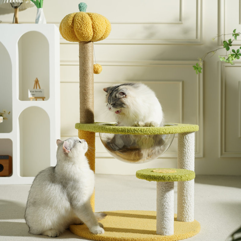 Fairela - Arbre à chat interactif avec perchoir, bol et poteaux à griffes