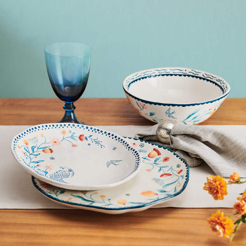 Gracie Floral Ceramic 12-Piece Dinnerware Set, Service for 4