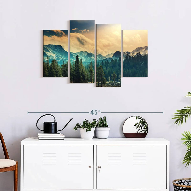 Ensemble de 4 pièces de paysage de montagne sur toile Sierra Nevada, H 22 po x l 36 po x P 1 po