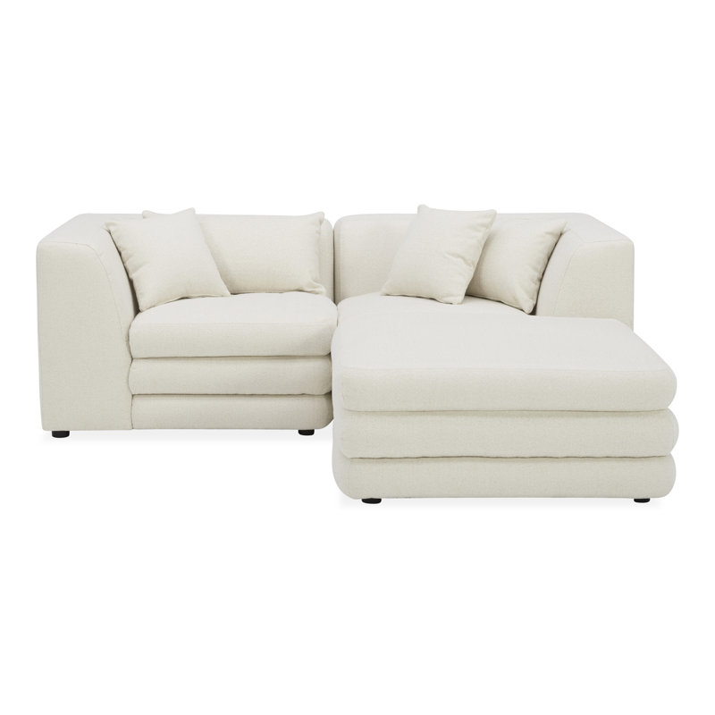 Canapé modulaire 3 pièces Donia, Natté blanc chaud