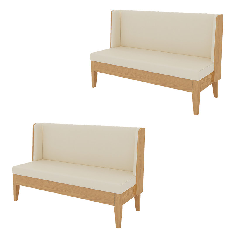Banc rembourré en similicuir, Blanc cassé