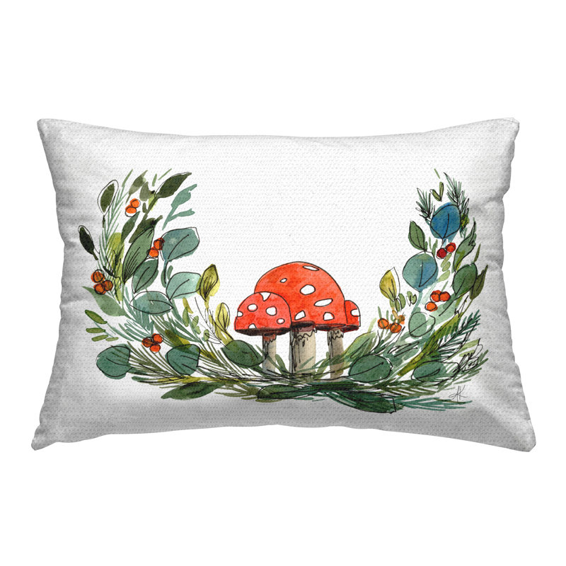 Coussin décoratif imprimé Mushroom and Garland par Alexandria Gilbert Kincaid