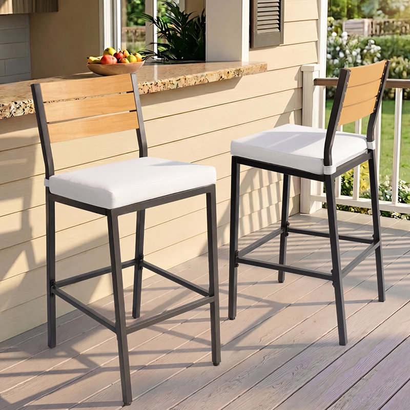 Tabouret de bar en métal avec coussin 28,5 po, Blanc