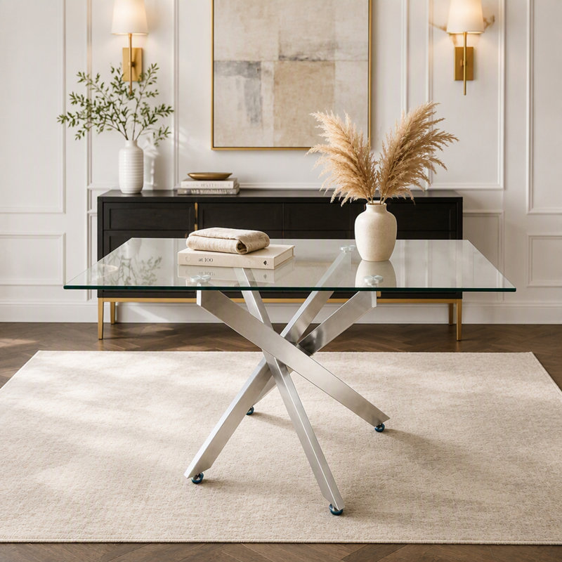 Dining Table, Argent et transparent