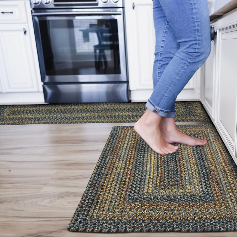  Braided Washable Indoor/Outdoor Rug Black/Gray/Gold Rug, Rectangle 2'3" x 3'9"