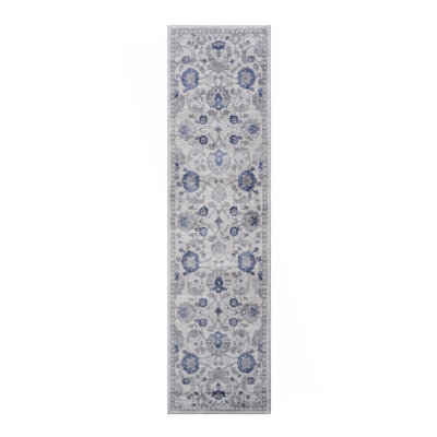 Tapis bleu / argenté / oriental de la collection LOOM & LUXE