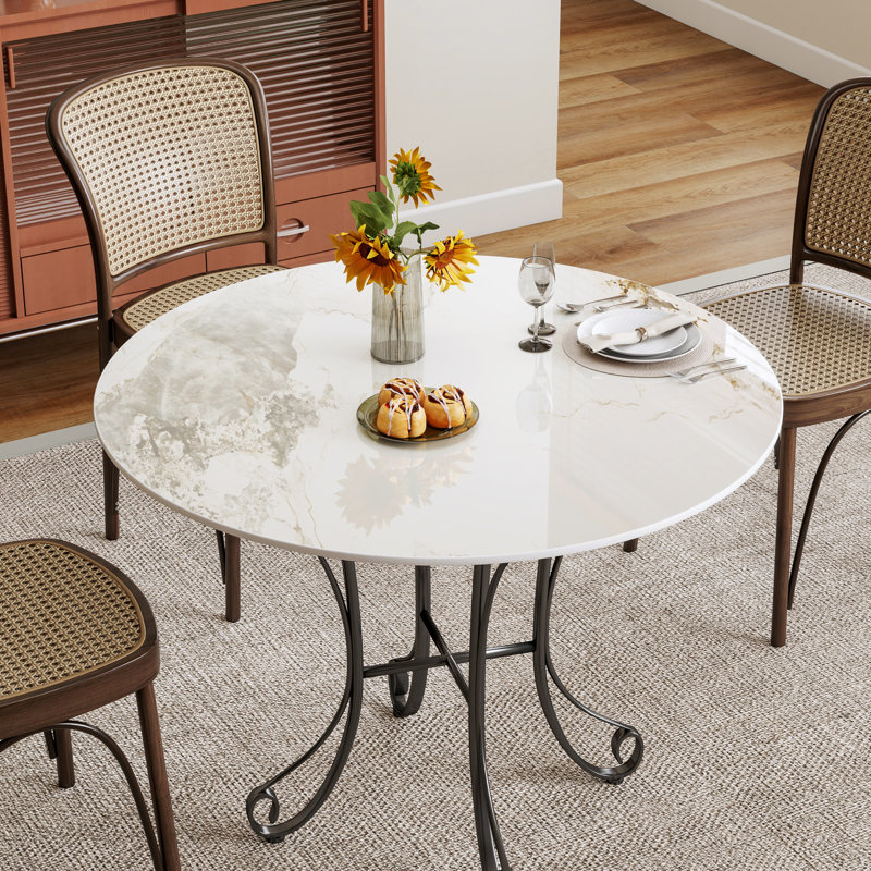23" Round Ivory White Sintered Stone Table Top, 0.43" H x 23.62" L x 23.62" W