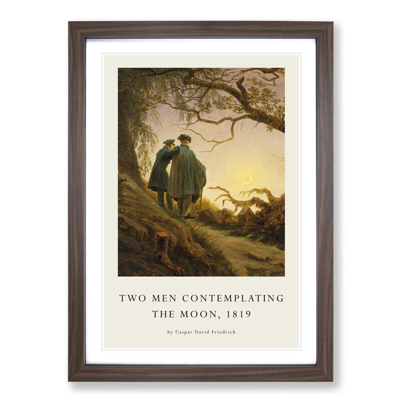 Contemplating the Moon by Caspar David Friedrich - Picture Frame Art Prints, Walnut, 36cm H x 27cm W x 2cm D