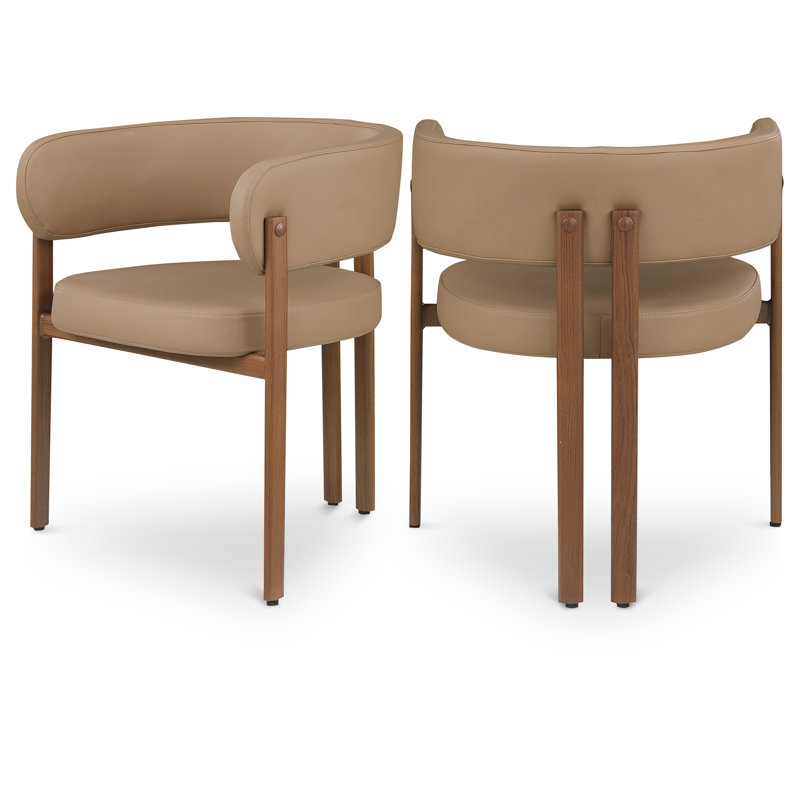 Fauteuil Gideon, Noyer, Cuir brun clair végétalien