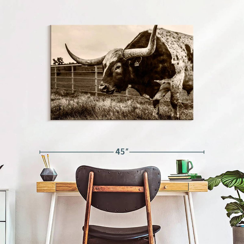 Brampt Sepia Longhorn, 26" H x 39" W