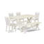 Ensemble de table de salle à manger 6 pièces comprenant une table de salle à manger rectangulaire avec pieds en X et 4 chaises Parson en tissu crème avec banc, lin brossé blanc-2034001500-1929311619