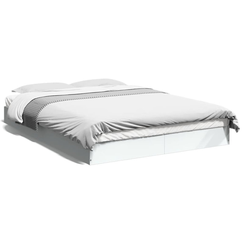 Vidaxl Bed Frame Engineered Wood, White, Double (4'6)