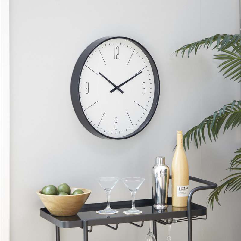 Horloge murale en verre 19,63 "Amburgey, Noir