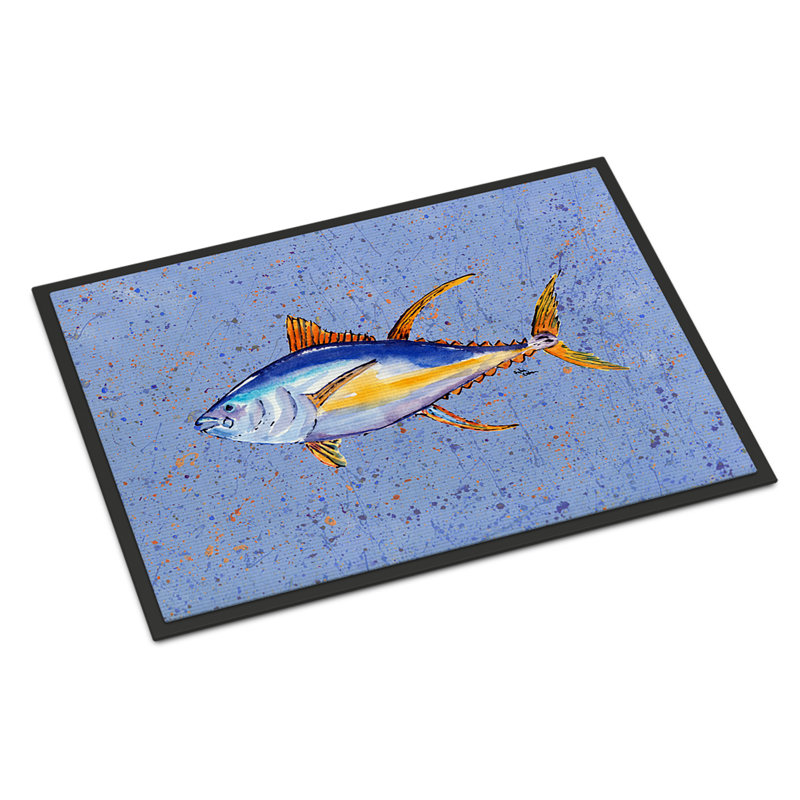 Tapis de porte d’intérieur anti-dérapant à poisson thonière, Rectangle 2 pi x 3 pi
