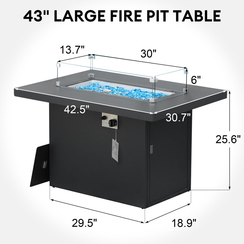 Bukovec 43" Outdoor Fire Pit Table Aluminum 55,000 BTU