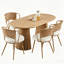 Ensemble de table et chaises de salle à manger en bois massif 4 pièces-130085773-130085775