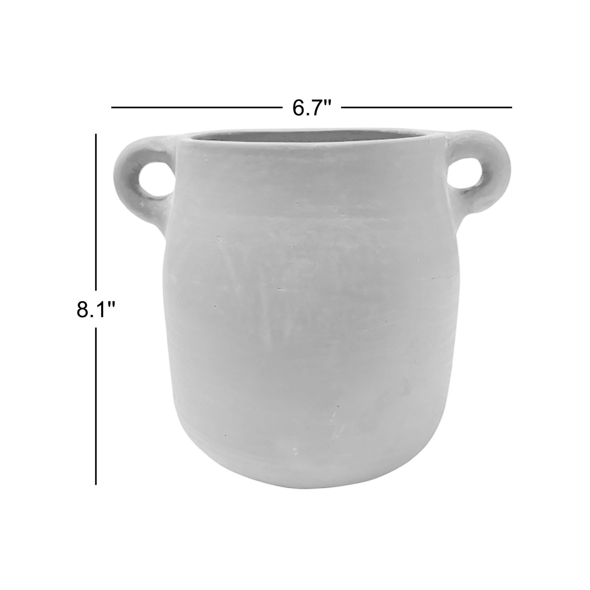 Terracotta Vase Natural H 8.1" & Dia 6.7", White
