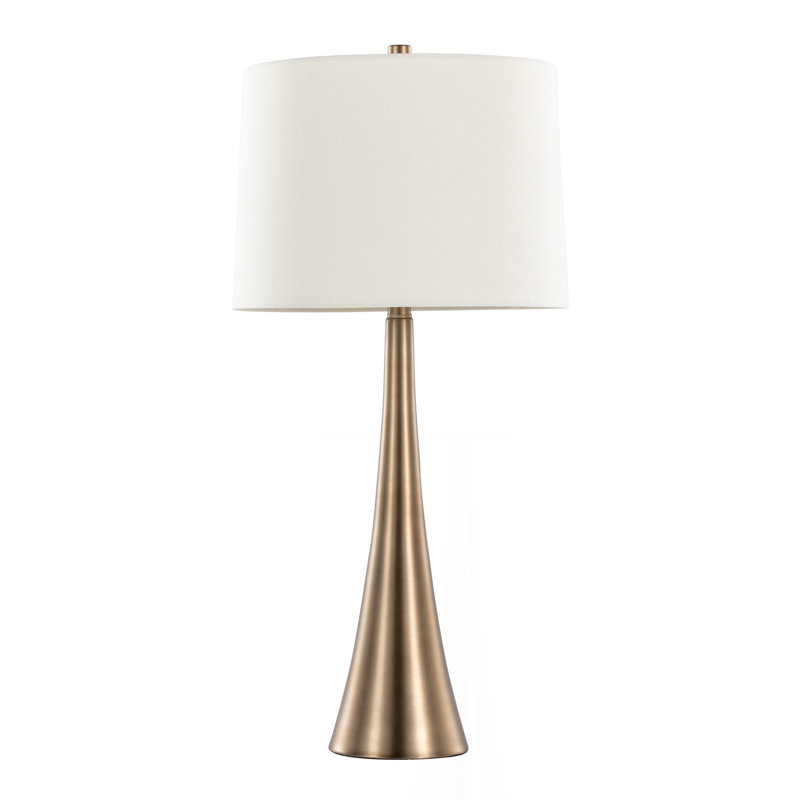 Lampe de table 29 po Diana en bronze doré mat avec abat-jour en lin blanc Diana de Grandview Gallery, Bronze