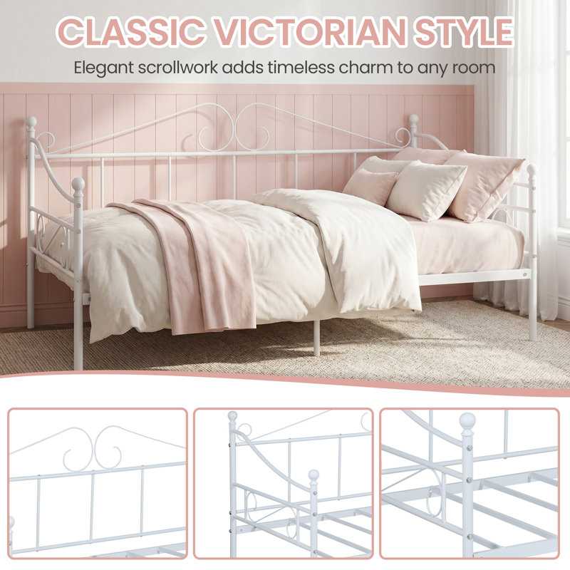 Claribel Metal Daybed, White, English UK Single (90cm x 190 cm)