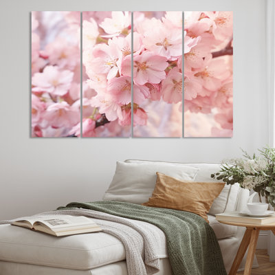 Ensemble d'art mural en métal Minimalist Pink Cherry Blossoms III - Cherry Blossom