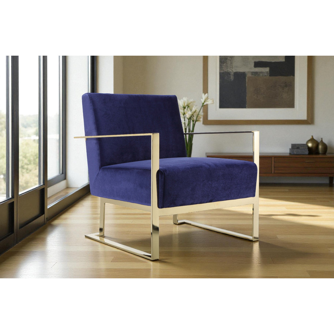 Dexter 27.5" Wide Velvet Armchair Lounge Chair – Modern Upholstered Accent Chair for Living Room, Bedroom, or Office Willa Arlo™ Interiors Leg 