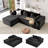 Boneless 105.5 ''Modular Sectional Sofa Couches L-Shape Couch 3 Seat Modular Sofa Memory Foam Sectional Couches For Living Room-2108678038-2088071507